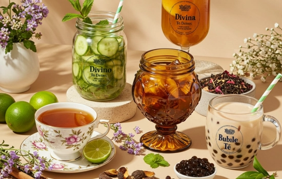 Tés: Divino, Detox, Divina y Buble