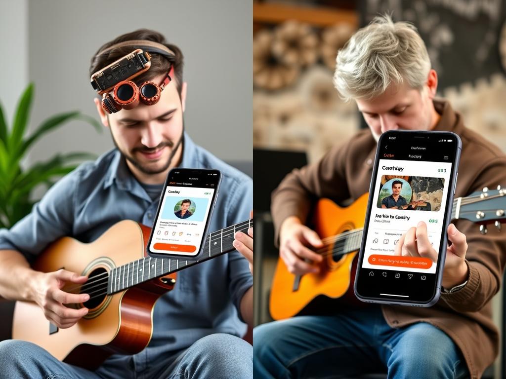 Comparación entre aprender guitarra con app vs clases tradicionales