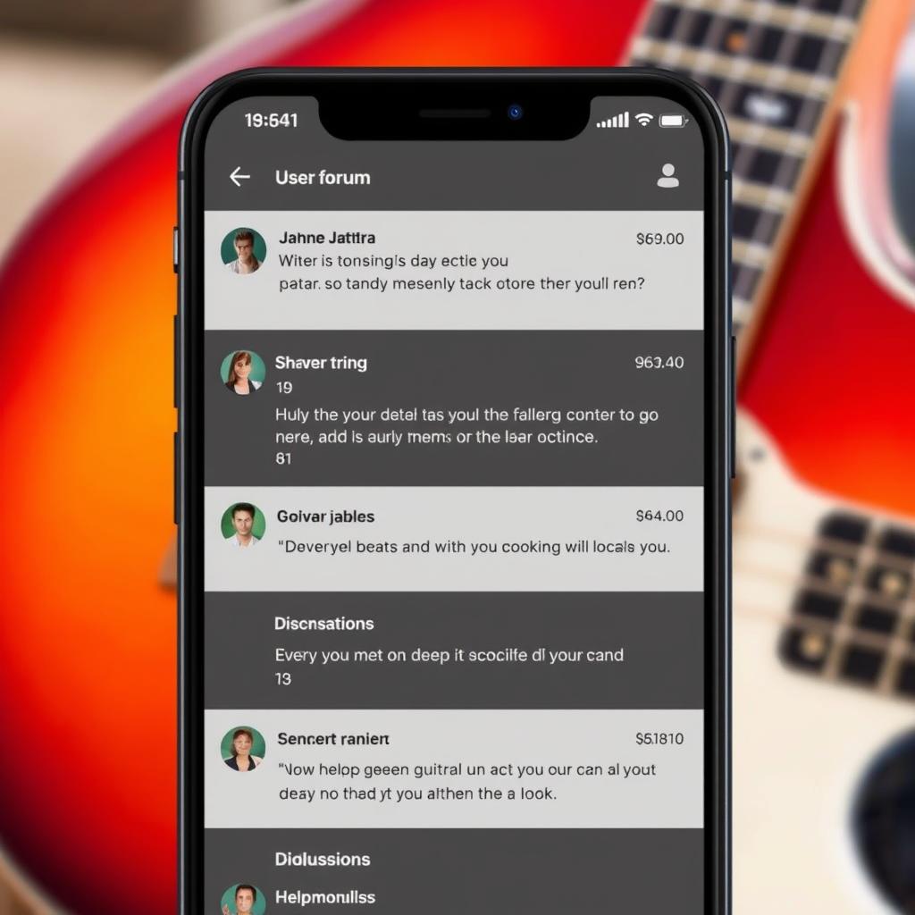 Foro de usuarios de app de guitarra compartiendo consejos