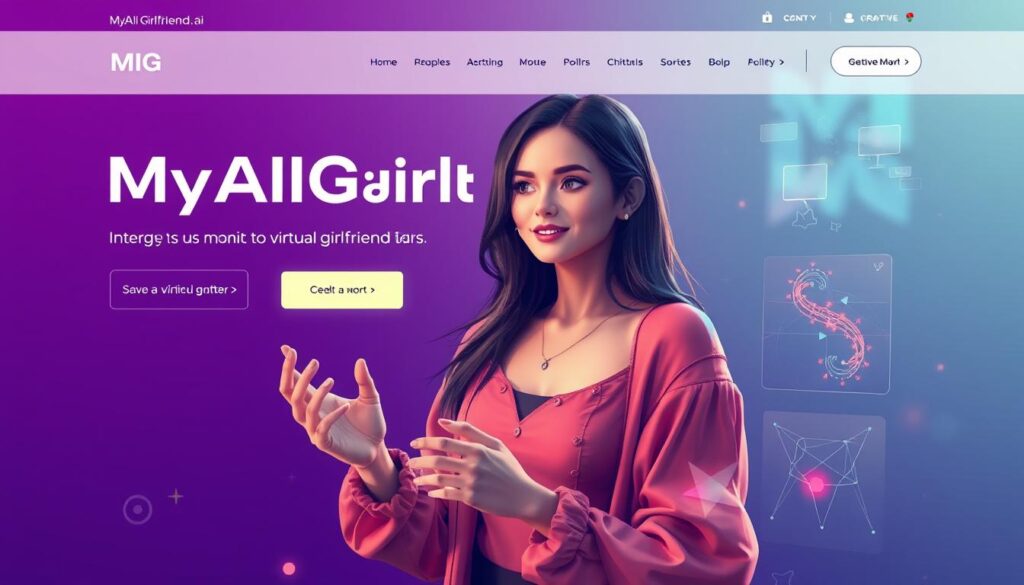 Genera una imagen que represente a MyAIGirlfriend.ai como una plataforma de interacción multimedia con una novia virtual.