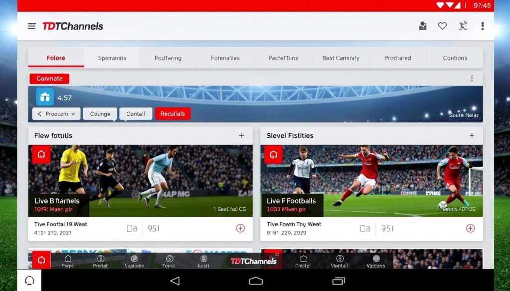 Generar imagen de la aplicación TDTChannels mostrando partidos de fútbol en vivo Generar imagen de la aplicación TDTChannels mostrando partidos de fútbol en vivo
