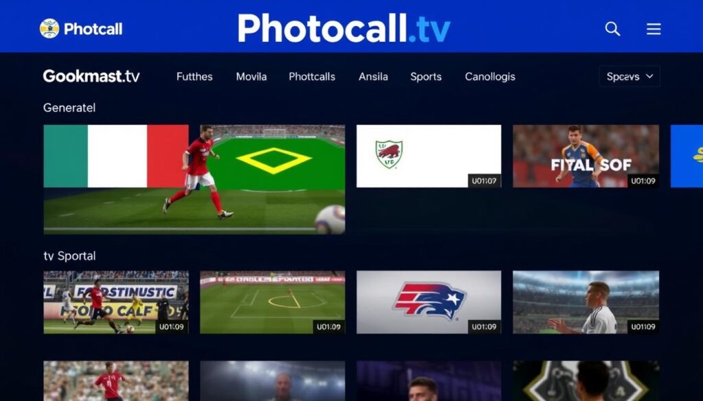 Generar imagen de la página web de Photocall.tv mostrando canales de deportes Generar imagen de la página web de Photocall.tv mostrando canales de deportes