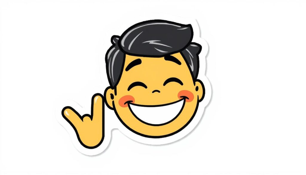 Generar imagen de un sticker personalizado con una expresión de felicidad