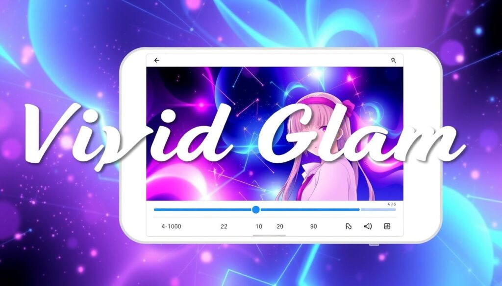 Generar una imagen de la aplicación Vivid Glam en acción, convirtiendo un video en anime.