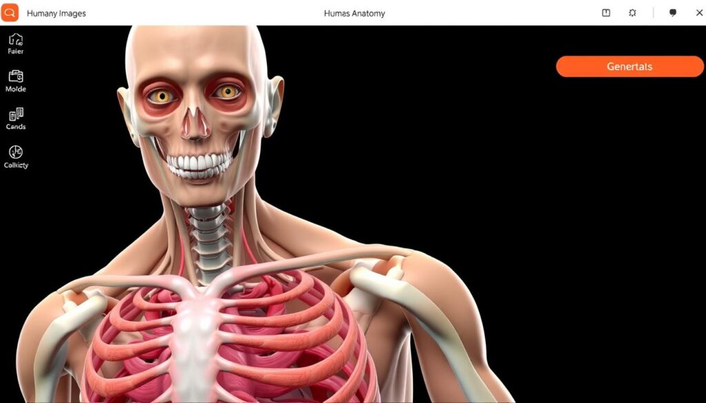 Generar una imagen de una aplicación de anatomía humana con modelos 3D interactivos. Generar una imagen de una aplicación de anatomía humana con modelos 3D interactivos.