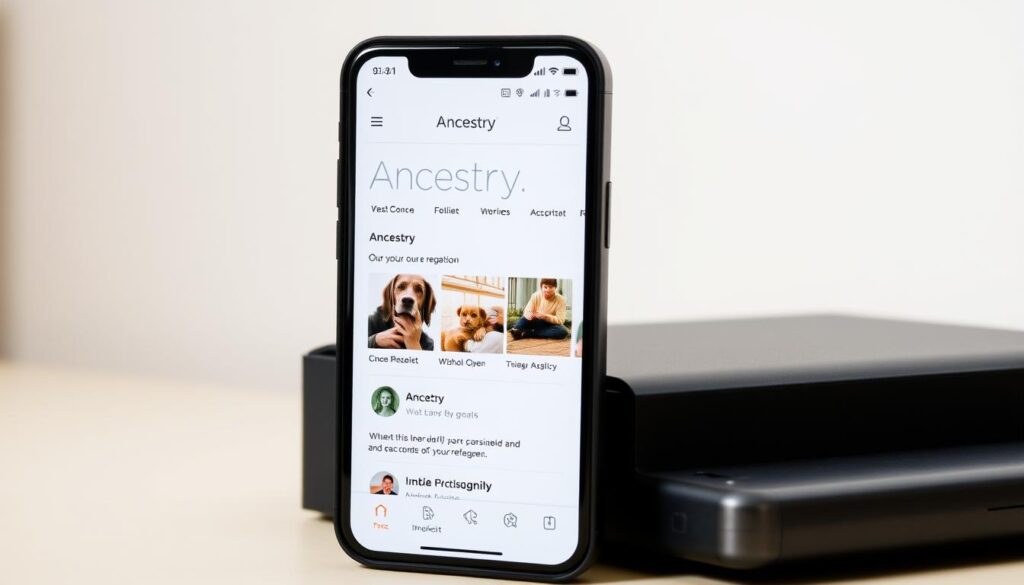 Imagen de la aplicación Ancestry en un dispositivo móvil