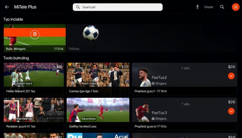 Imagen de la aplicación MiTele Plus mostrando una selección de partidos disponibles Imagen de la aplicación MiTele Plus mostrando una selección de partidos disponibles