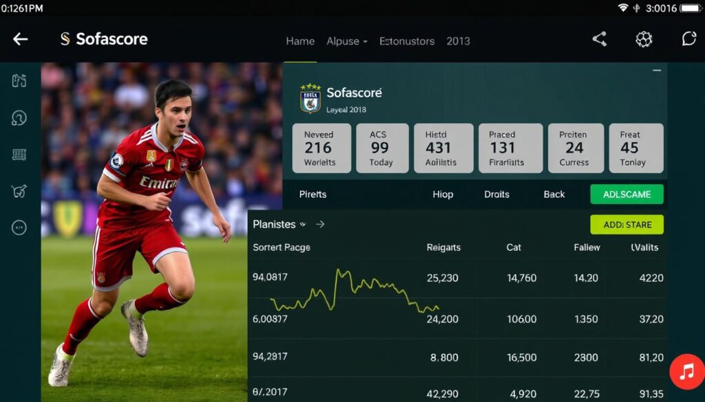 Imagen de la aplicación Sofascore mostrando estadísticas de un jugador de fútbol Imagen de la aplicación Sofascore mostrando estadísticas de un jugador de fútbol