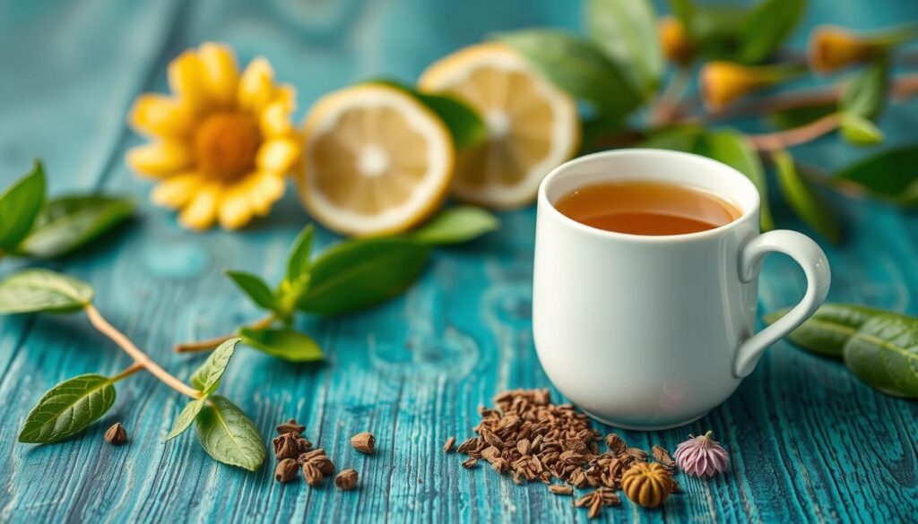 Imagen de los ingredientes naturales del té de vitalidad Imagen de los ingredientes naturales del té de vitalidad