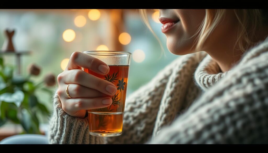 Imagen de una persona disfrutando de un té herbal Imagen de una persona disfrutando de un té herbal
