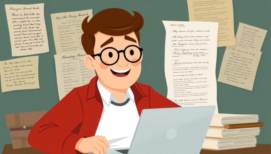 Imagen de una persona investigando su árbol genealógico con FamilySearch