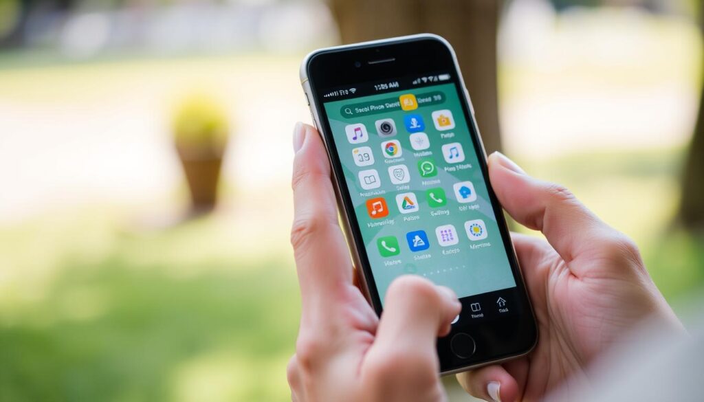 Imagen de una persona utilizando la app en un teléfono móvil