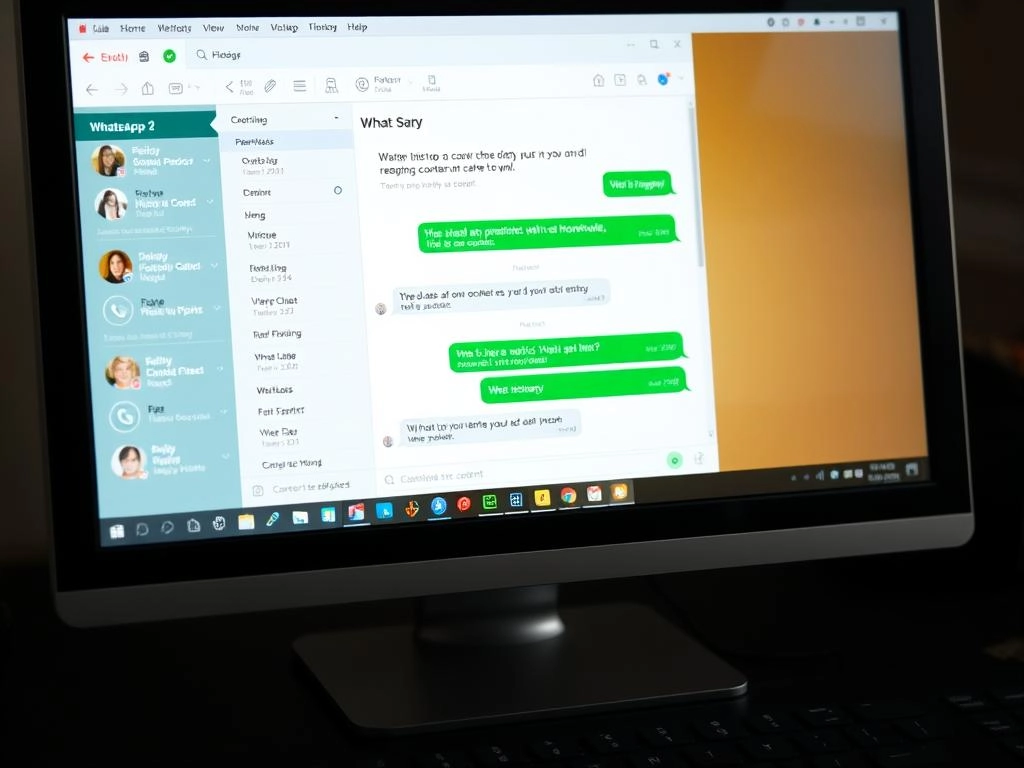 Interfaz de WhatsApp Web mostrando mensajes en una computadora para aplicaciones para monitorear WhatsApp de tus hijos
