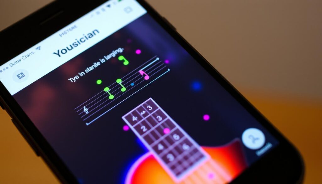 Interfaz de la aplicación Yousician para aprender guitarra