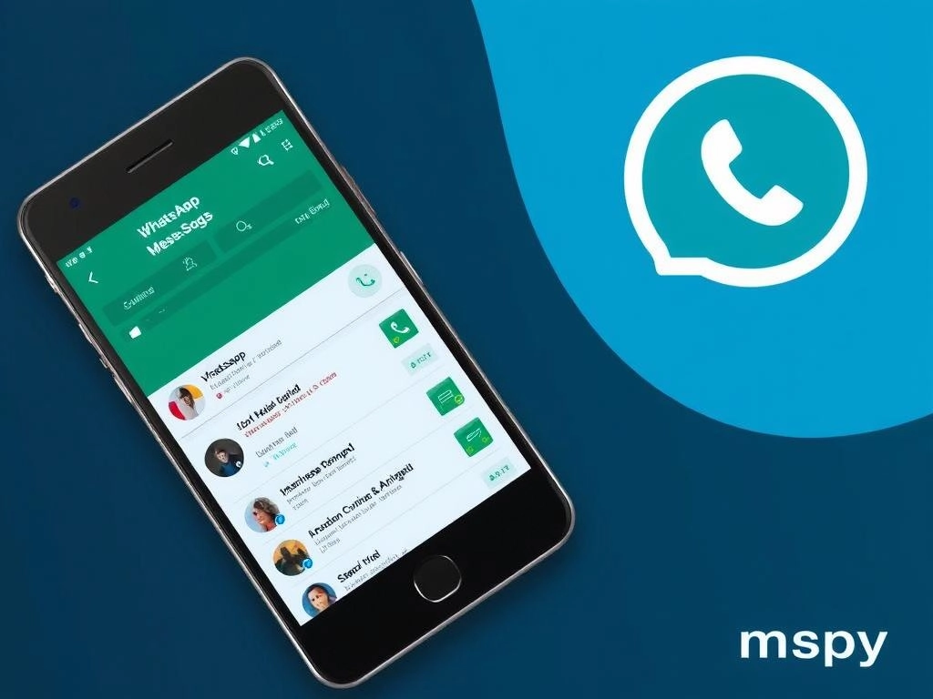 Interfaz de mSpy mostrando monitoreo de conversaciones de WhatsApp