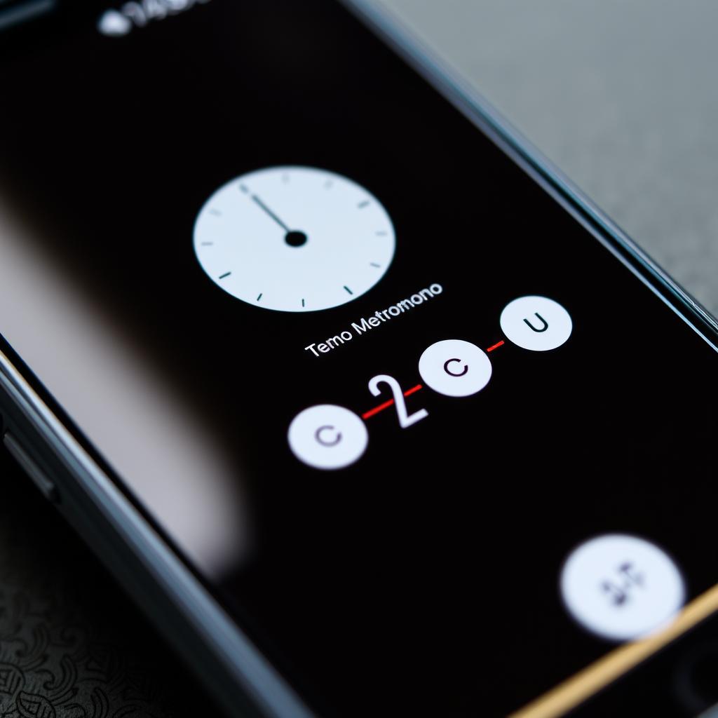 Metrónomo en app de guitarra marcando el tiempo