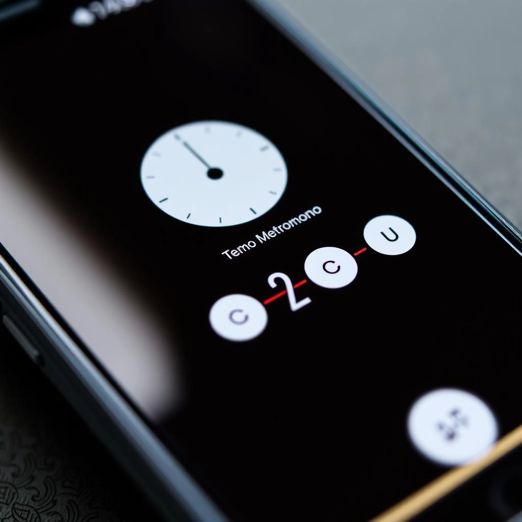 Metrónomo en app de guitarra marcando el tiempo