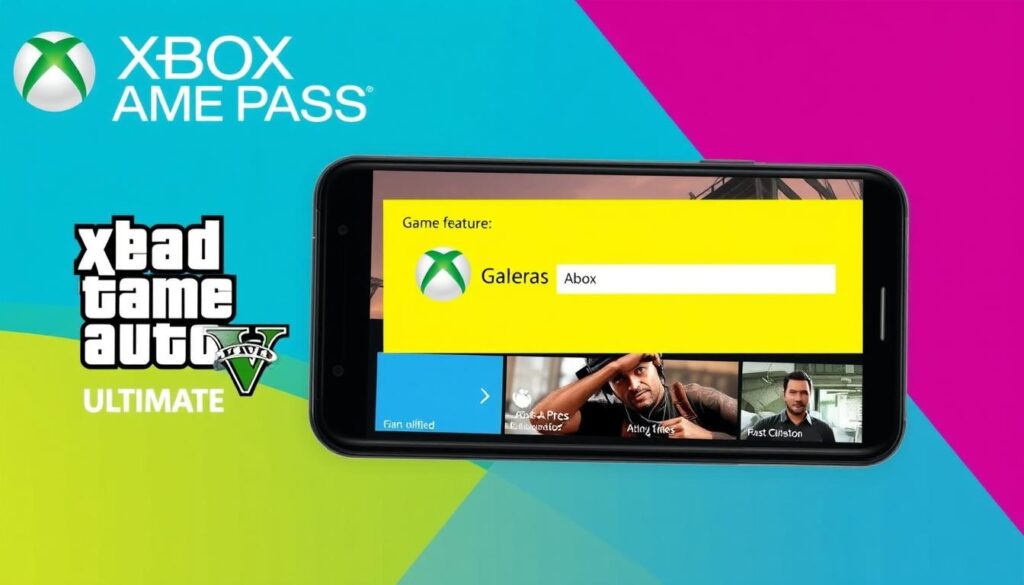 Generar imagen de Xbox Game Pass Ultimate y GTA5 en un dispositivo móvil Generar imagen de Xbox Game Pass Ultimate y GTA5 en un dispositivo móvil