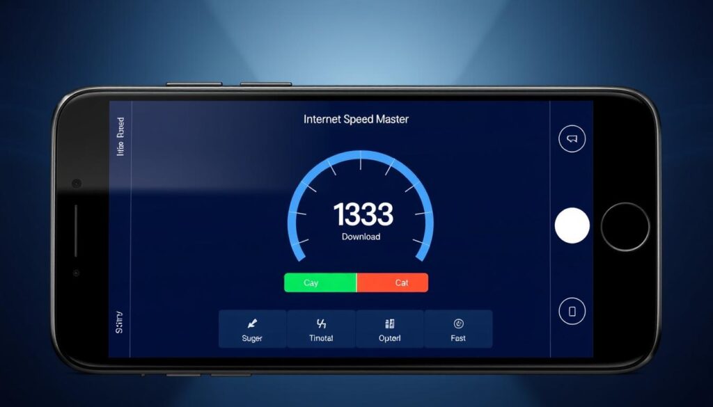 Generar imagen de la aplicación Internet Speed Master en un dispositivo móvil con una velocidad de descarga rápida.
