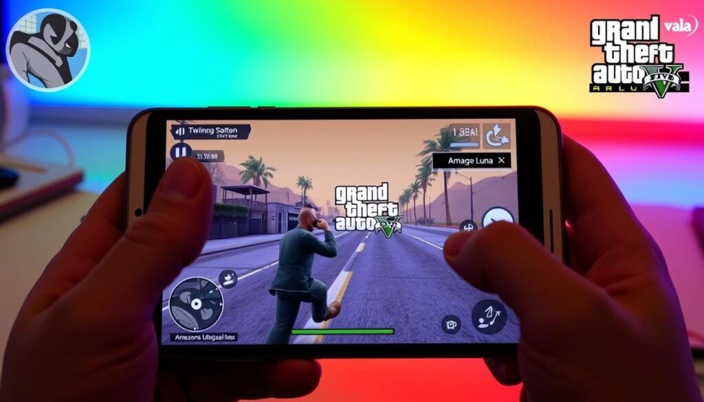 Imagen de Amazon Luna ejecutando GTA5 en un dispositivo Android Imagen de Amazon Luna ejecutando GTA5 en un dispositivo Android