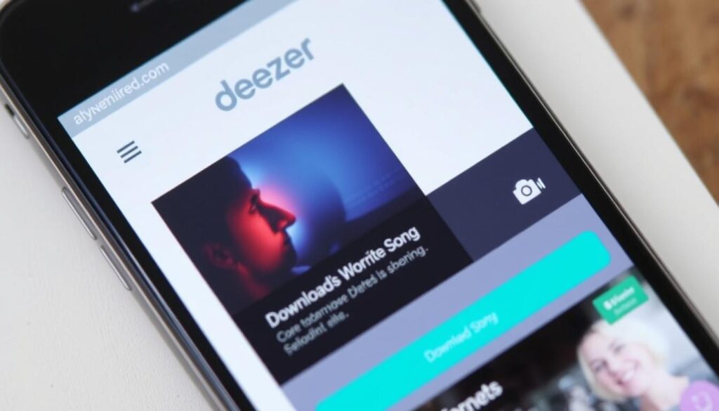 Imagen de la aplicación Deezer en un dispositivo móvil mostrando una canción descargada. Imagen de la aplicación Deezer en un dispositivo móvil mostrando una canción descargada.