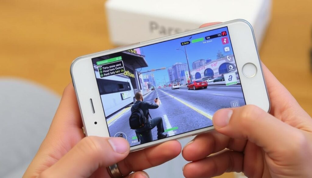 Imagen de la aplicación Parsec en acción, mostrando GTA5 en un dispositivo móvil Imagen de la aplicación Parsec en acción, mostrando GTA5 en un dispositivo móvil