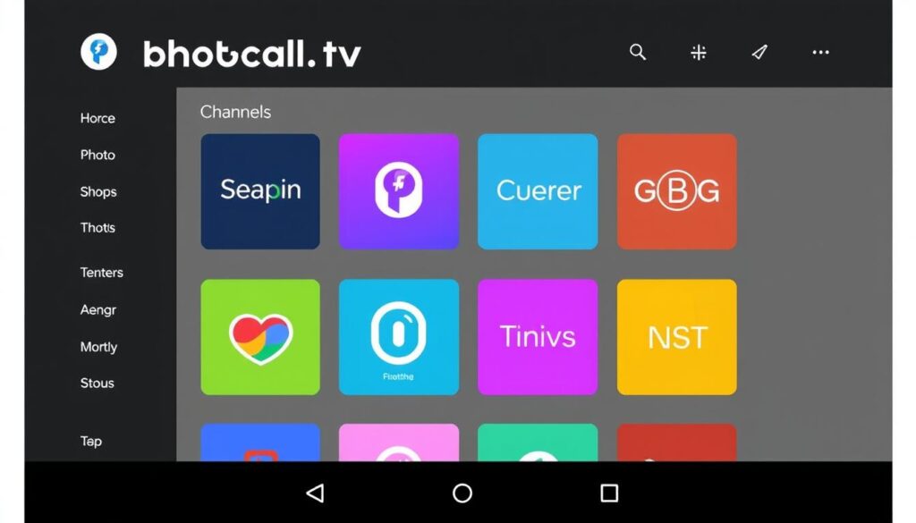 Imagen de la aplicación Photocall.tv mostrando sus canales disponibles
