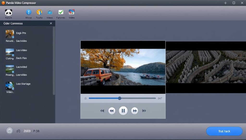 Imagen de la interfaz de usuario de Panda Video Compressor mostrando la compresión de un video