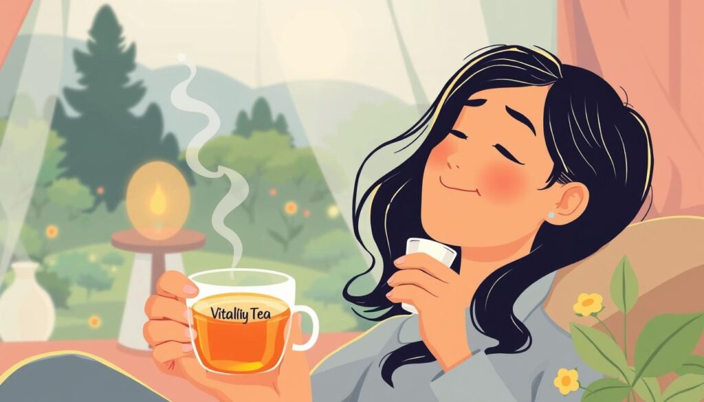 Imagen de una persona disfrutando una taza de Té Vitalidad