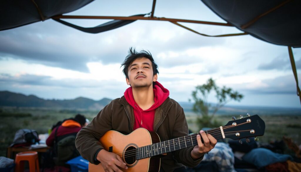 Imagen de una persona escuchando música en un lugar sin conexión a internet Imagen de una persona escuchando música en un lugar sin conexión a internet