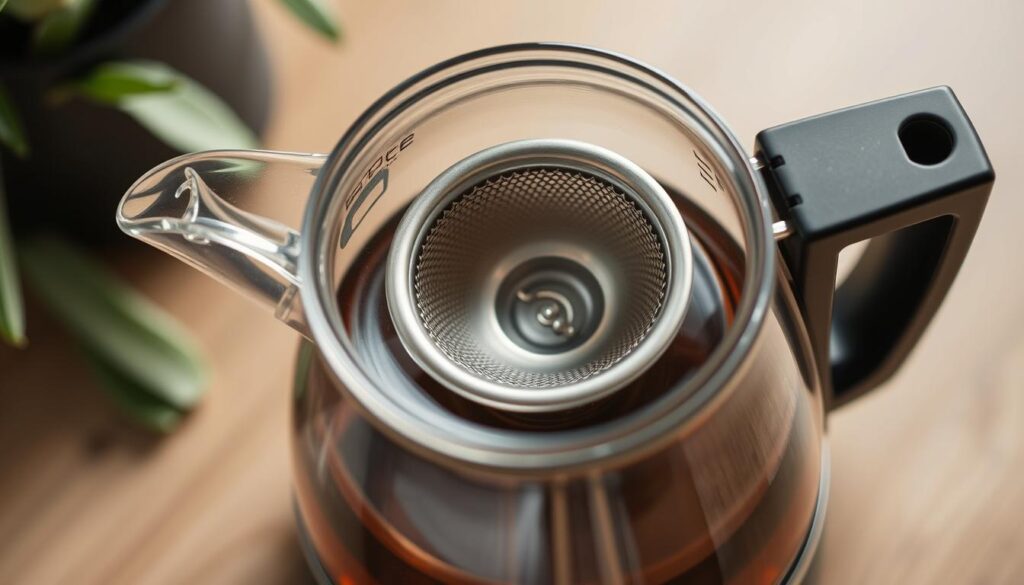 Imagen de una tetera con infusor para té Imagen de una tetera con infusor para té