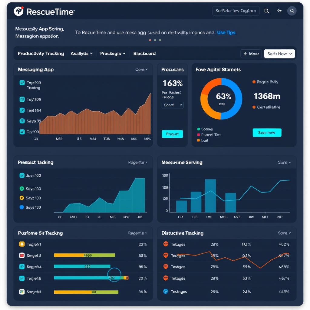 Interfaz de RescueTime mostrando análisis detallado del uso de aplicaciones de mensajería Interfaz de RescueTime mostrando análisis detallado del uso de aplicaciones de mensajería
