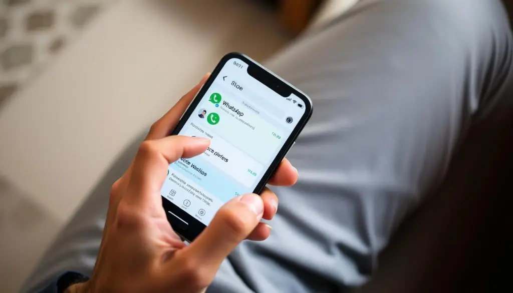 Persona revisando múltiples aplicaciones de mensajería en su smartphone con notificaciones visibles de WhatsApp y otras plataformas