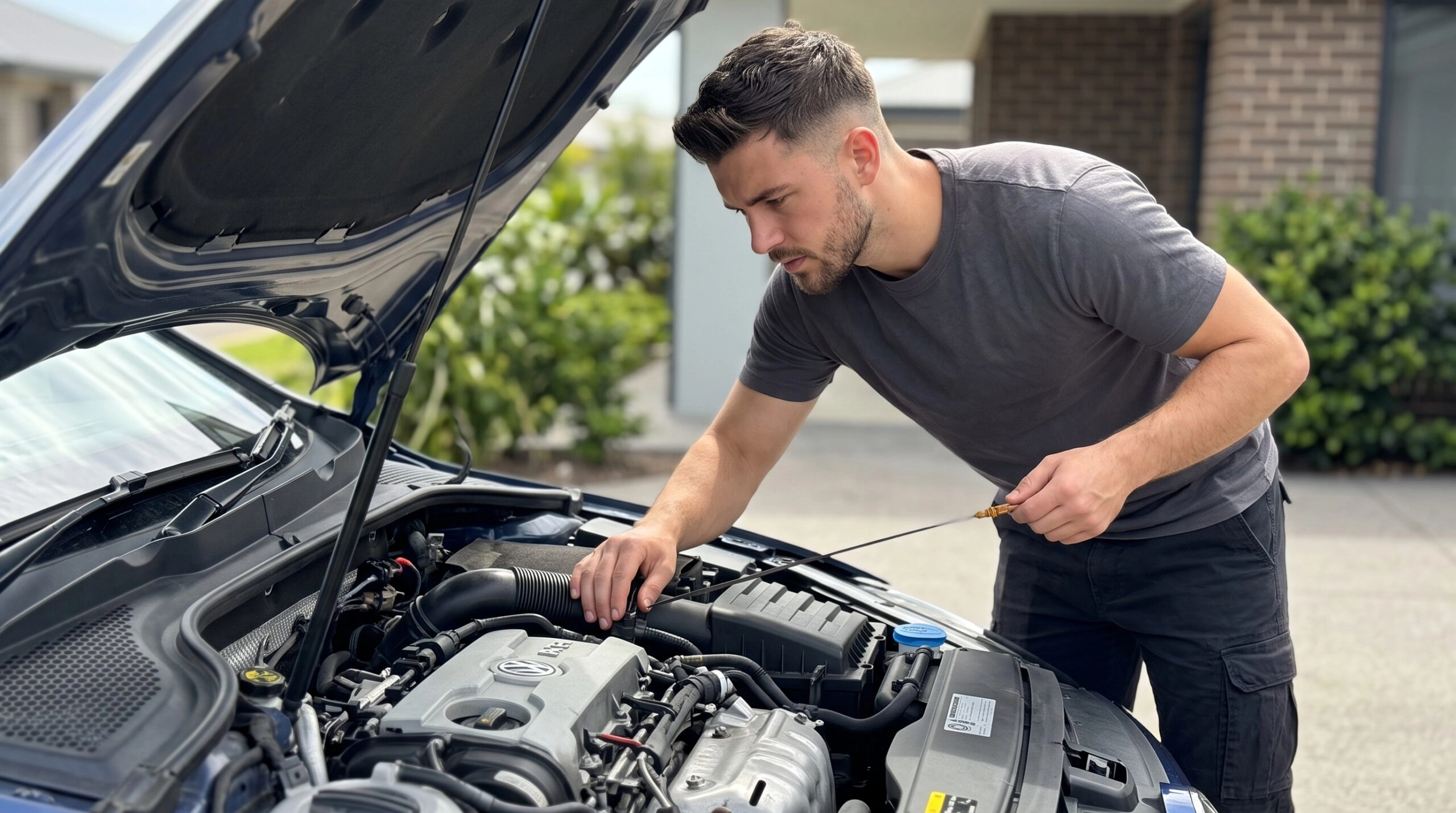 Persona aprendiendo mecánica automotriz con el celular