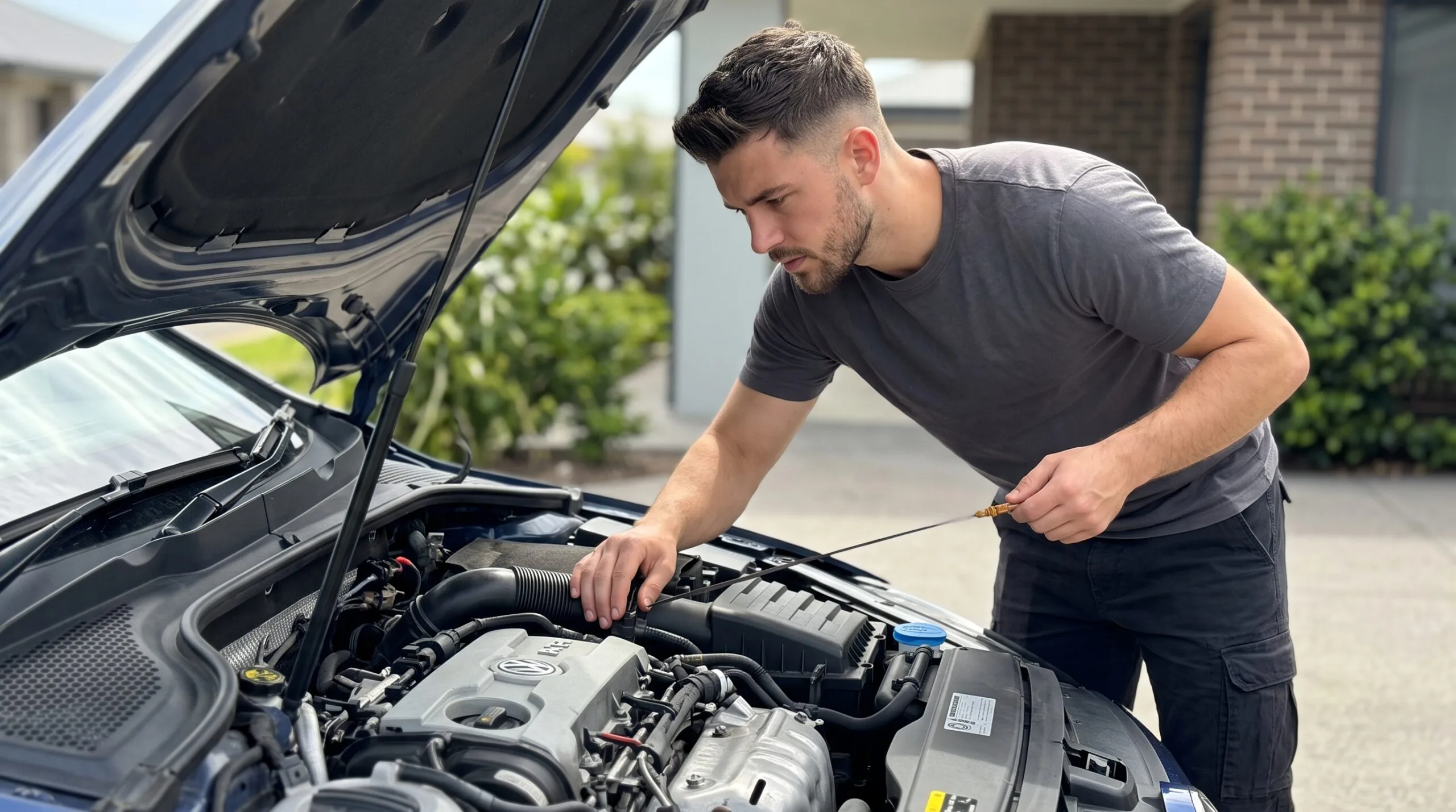 Persona aprendiendo mecánica automotriz con el celular